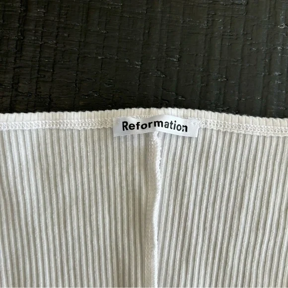 Reformation Ivory Ribbed Bodysuit - Picture 6 of 8